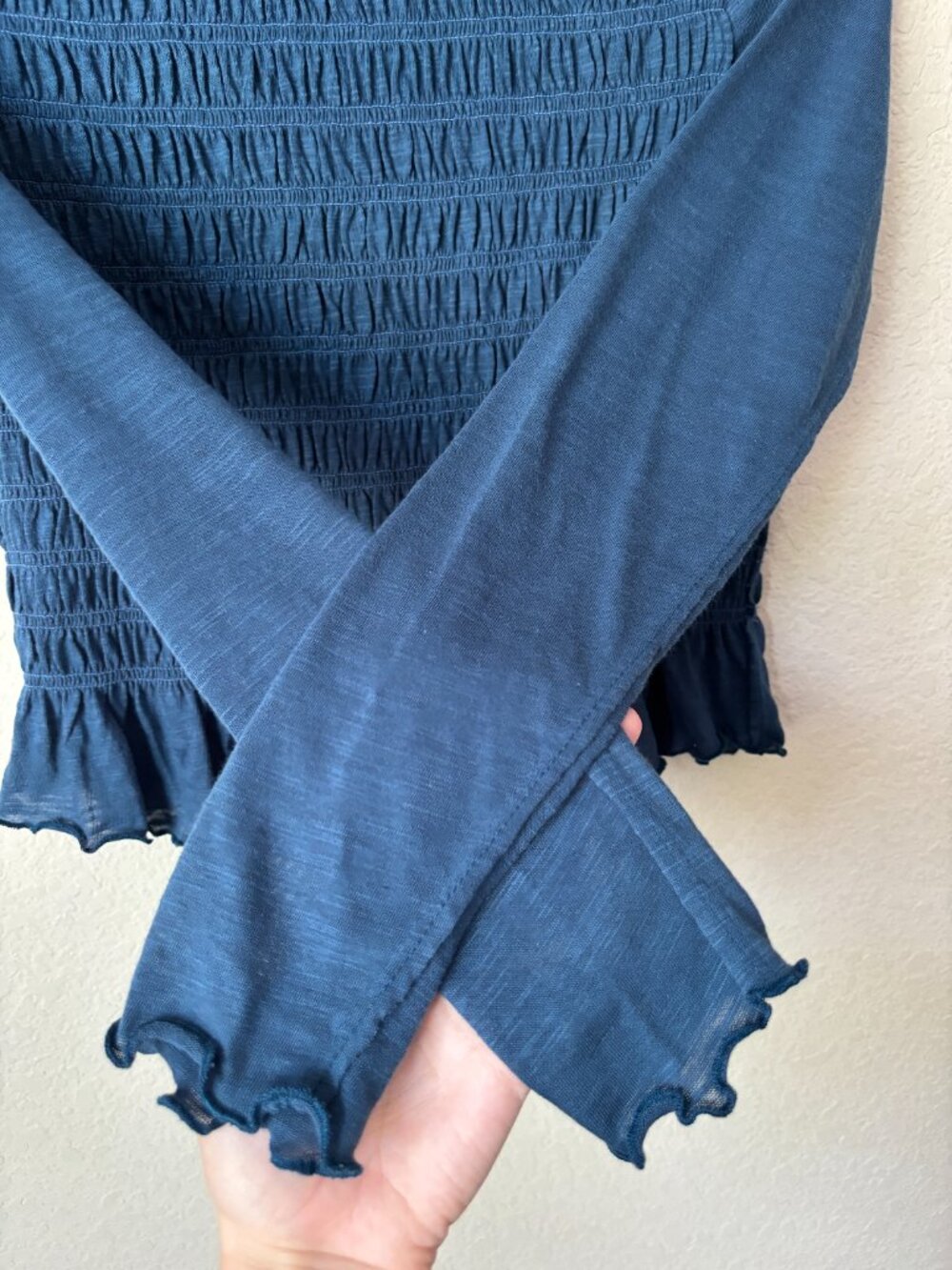 NEW Free People Smocked We The Free Sylvie Long Sleeve Shirt Top - Picture 6 of 9